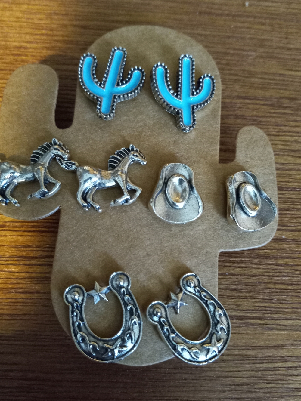 BOHO Faux Turquoise SET of 4 Pair Stud Earrings Coastal Cowgirl